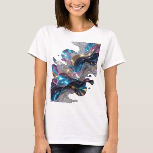 Dynamisch Zilver SPACE GALAXY Tekst Design T-shirt (Voorkant)