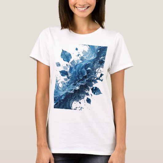 Dynamisch Zilver WATERLELIES 3D-tekstkunst T-shirt (Voorkant)