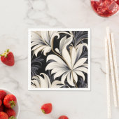 Dynamisch zwart-wit botanisch patroon servet (Insitu)