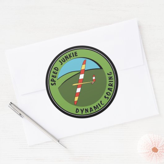 Dynamisch zweven ronde sticker (Envelop)