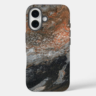 Dynamische aardetinten en kronkels iPhone 16 hoesje