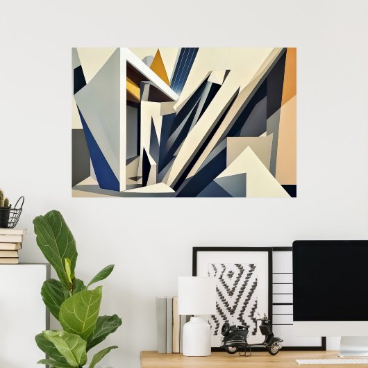 Dynamische Abstracte Architectuur Poster (Thuiskantoor)