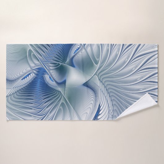 Dynamische Abstracte blauwe tinten Fractal Art Badhanddoek (Badhanddoek)