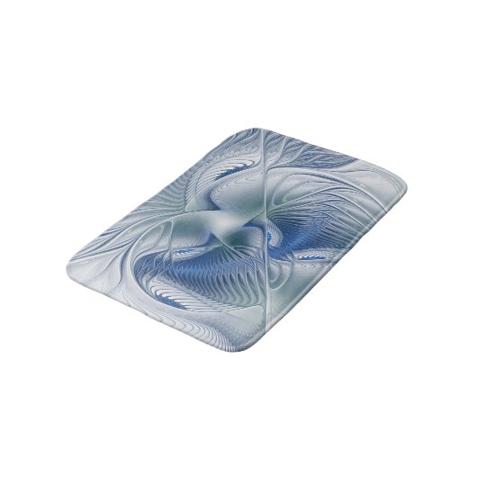 Dynamische Abstracte blauwe tinten Fractal Art Badmat (Gekanteld)