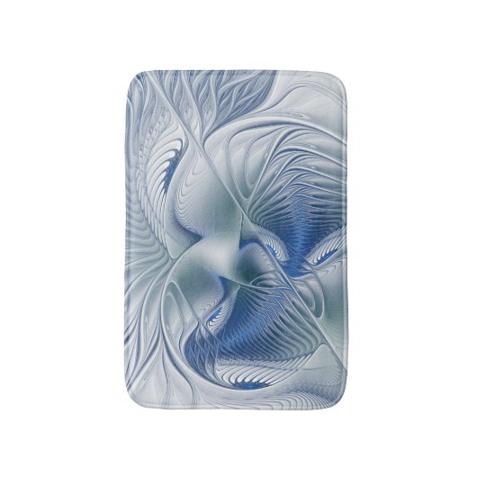 Dynamische Abstracte blauwe tinten Fractal Art Badmat (Voorkant Verticaal)