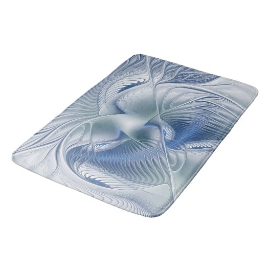 Dynamische Abstracte blauwe tinten Fractal Art Badmat (Gekanteld)