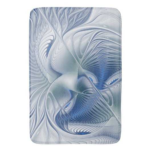 Dynamische Abstracte blauwe tinten Fractal Art Badmat (Voorkant Verticaal)