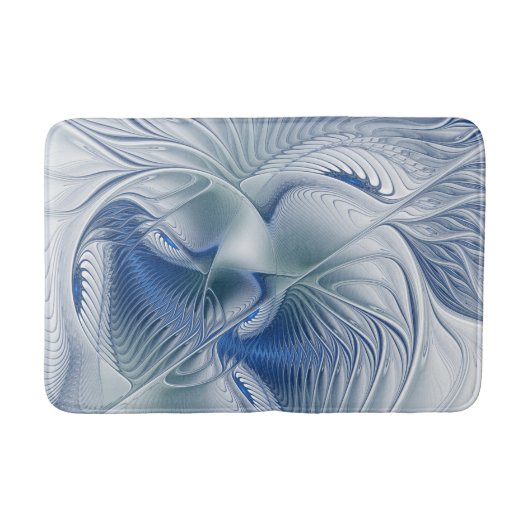 Dynamische Abstracte blauwe tinten Fractal Art Badmat (Voorkant)