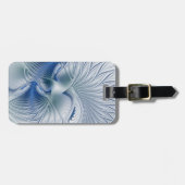 Dynamische Abstracte blauwe tinten Fractal Art Bagagelabel (Voorkant horizontaal)