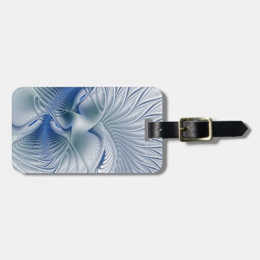 Dynamische Abstracte blauwe tinten Fractal Art Bagagelabel (Voorkant horizontaal)