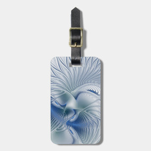 Dynamische Abstracte blauwe tinten Fractal Art Bagagelabel