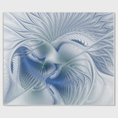 Dynamische Abstracte blauwe tinten Fractal Art Cadeaupapier (Vlak)