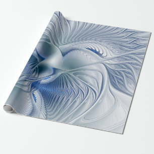 Dynamische Abstracte blauwe tinten Fractal Art Cadeaupapier