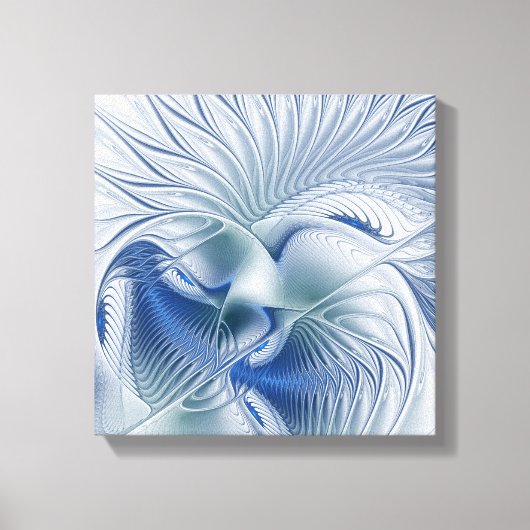 Dynamische Abstracte blauwe tinten Fractal Art Canvas Afdruk (Voorkant)