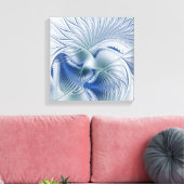 Dynamische Abstracte blauwe tinten Fractal Art Canvas Afdruk (Insitu (Woonkamer))