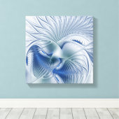 Dynamische Abstracte blauwe tinten Fractal Art Canvas Afdruk (Insitu (Houten vloer))