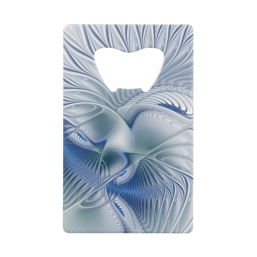 Dynamische Abstracte blauwe tinten Fractal Art Creditkaart Flessenopener (Voorkant)