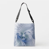 Dynamische Abstracte blauwe tinten Fractal Art Crossbody Tas (Achterkant)
