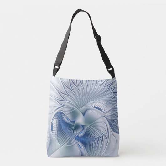 Dynamische Abstracte blauwe tinten Fractal Art Crossbody Tas (Achterkant)