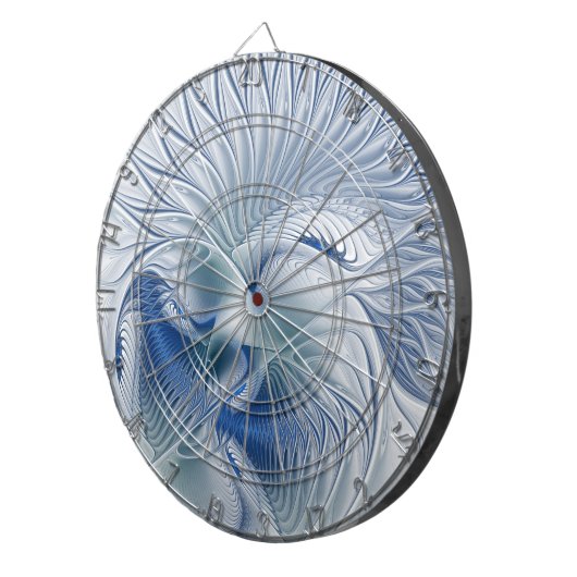 Dynamische Abstracte blauwe tinten Fractal Art Dartbord (Voorkant Rechts)