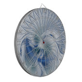 Dynamische Abstracte blauwe tinten Fractal Art Dartbord (Voorkant Links)
