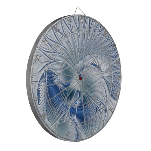 Dynamische Abstracte blauwe tinten Fractal Art Dartbord (Voorkant Links)