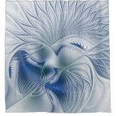 Dynamische Abstracte blauwe tinten Fractal Art Douchegordijn (Voorkant)