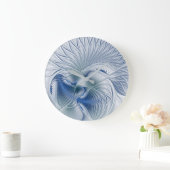 Dynamische Abstracte blauwe tinten Fractal Art Grote Klok (Huis)
