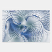 Dynamische Abstracte blauwe tinten Fractal Art Inpakpapier Vel (Voorkant 3)