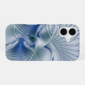 Dynamische Abstracte blauwe tinten Fractal Art iPhone 16 Hoesje (Achterkant horizontaal)