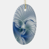 Dynamische Abstracte blauwe tinten Fractal Art Keramisch Ornament (Rechts)