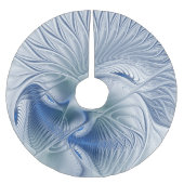 Dynamische Abstracte blauwe tinten Fractal Art Kerstboom Rok (Voorkant)