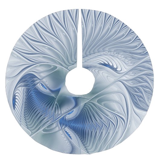 Dynamische Abstracte blauwe tinten Fractal Art Kerstboom Rok (Voorkant)