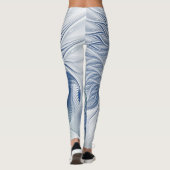 Dynamische Abstracte blauwe tinten Fractal Art Leggings (Achterkant)