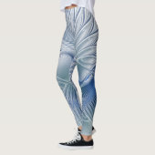 Dynamische Abstracte blauwe tinten Fractal Art Leggings (Links)