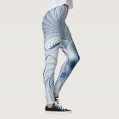 Dynamische Abstracte blauwe tinten Fractal Art Leggings (Rechts)