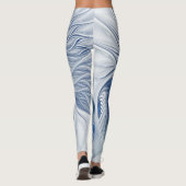 Dynamische Abstracte blauwe tinten Fractal Art Leggings (Achterkant)