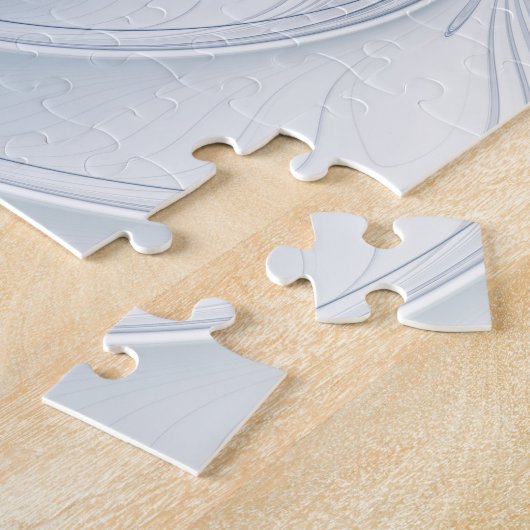 Dynamische Abstracte blauwe tinten Fractal Art Legpuzzel (Zijkant)