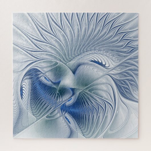 Dynamische Abstracte blauwe tinten Fractal Art Legpuzzel (Verticaal)