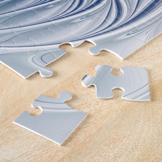 Dynamische Abstracte blauwe tinten Fractal Art Legpuzzel (Zijkant)