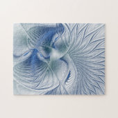 Dynamische Abstracte blauwe tinten Fractal Art Legpuzzel (Horizontaal)