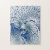 Dynamische Abstracte blauwe tinten Fractal Art Legpuzzel (Verticaal)