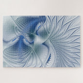Dynamische Abstracte blauwe tinten Fractal Art Legpuzzel (Horizontaal)