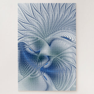 Dynamische Abstracte blauwe tinten Fractal Art Legpuzzel