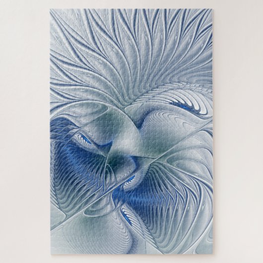 Dynamische Abstracte blauwe tinten Fractal Art Legpuzzel (Verticaal)