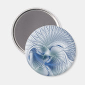 Dynamische Abstracte blauwe tinten Fractal Art Magneet (Voorkant / Achterkant)