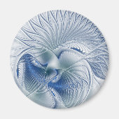 Dynamische Abstracte blauwe tinten Fractal Art Magneet (Voorkant)