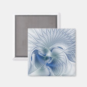 Dynamische Abstracte blauwe tinten Fractal Art Magneet (Voorkant / Achterkant)