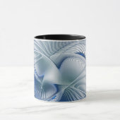 Dynamische Abstracte blauwe tinten Fractal Art Mok (Midden)