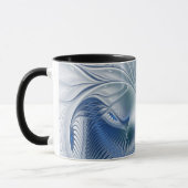Dynamische Abstracte blauwe tinten Fractal Art Mok (Links)